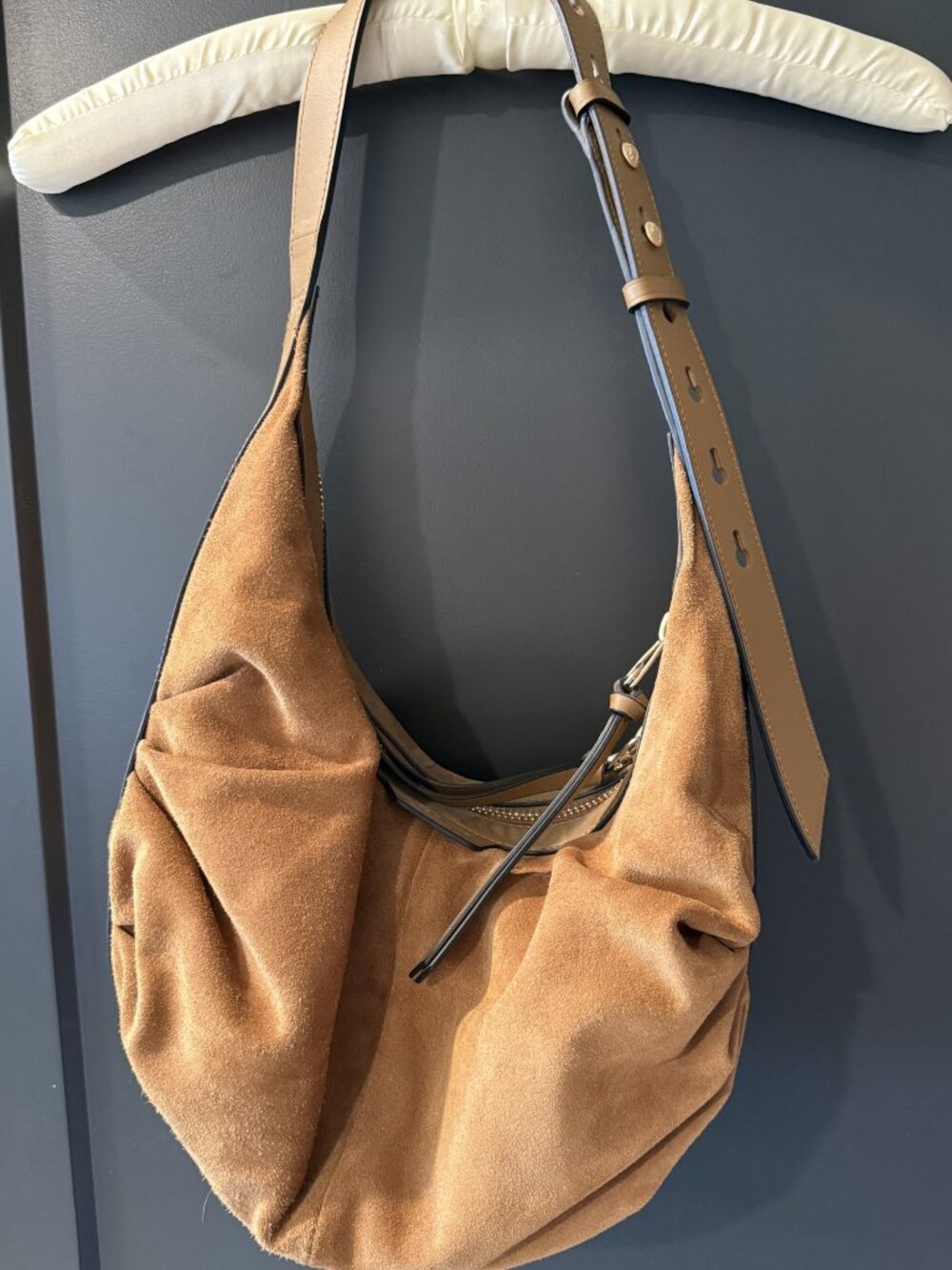 Rag & Bone Cognac Suede Slouchy Hobo Shoulder Bag